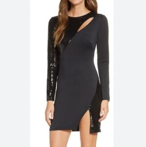 NWT ALEK SHO Long Sleeve Sequin Neoprene Mini‎ Dress  Size XL